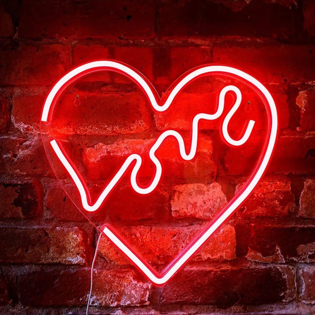 LED Neon Schilt Liebe Love Herzen Neonlicht USB
