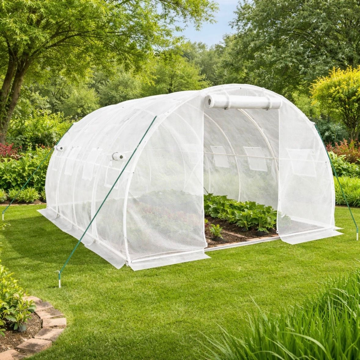 Gewächshaus 12m² Foliengewächshaus Treibhaus Garten 4x3x2m