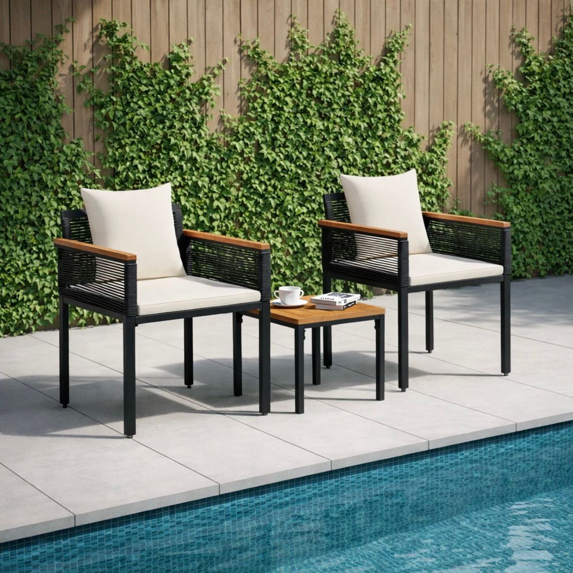 3tlg Gartenmöbel Set Poly Rattan Balkonmöbel Lounge Möbel
