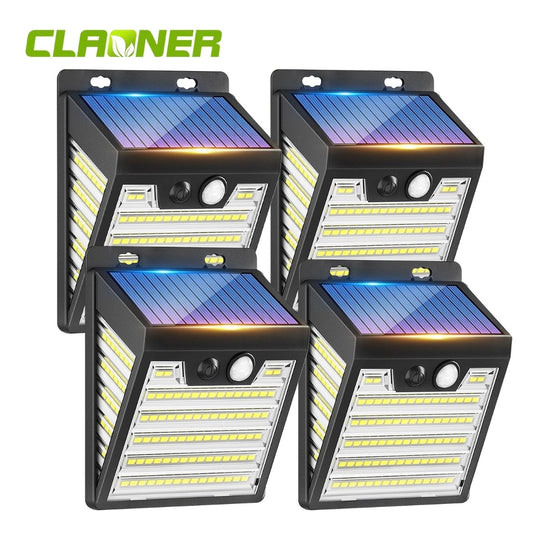 4x LED Solarleuchte Solarlampe Bewegungsmelder Sensor Strahler Lampe Licht