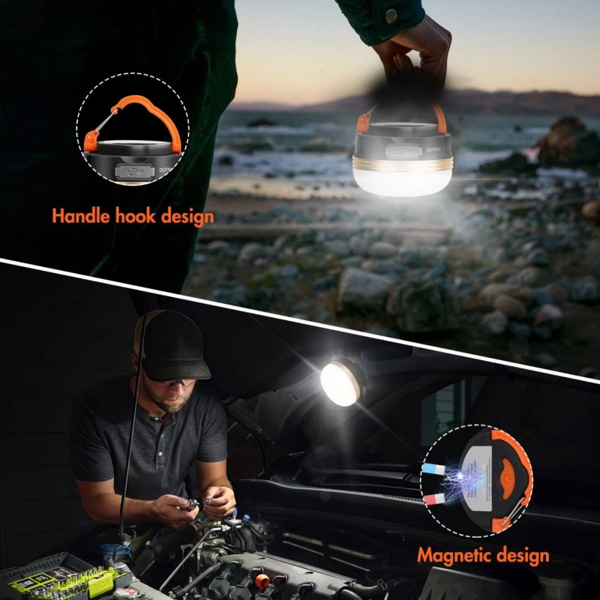 2x LED Campingleuchte Outdoor Camping Lampe USB