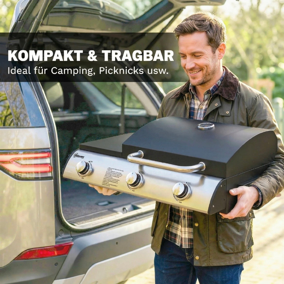 Gasgrill Tragbar Tischgrill Seitentisch Bratenplatte
