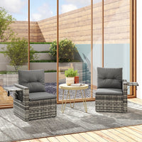 2-Sitzer Rattansofa Klappbar Seitentabletts Loungesofa Sitzgruppe