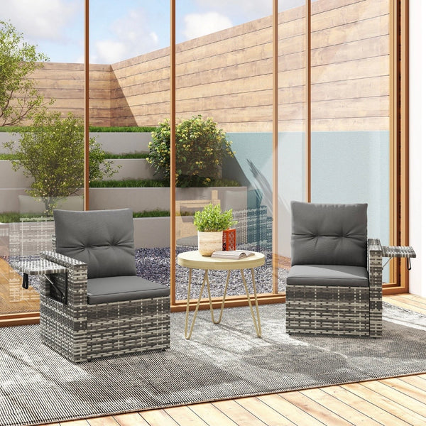 2-Sitzer Rattansofa Klappbar Seitentabletts Loungesofa Sitzgruppe