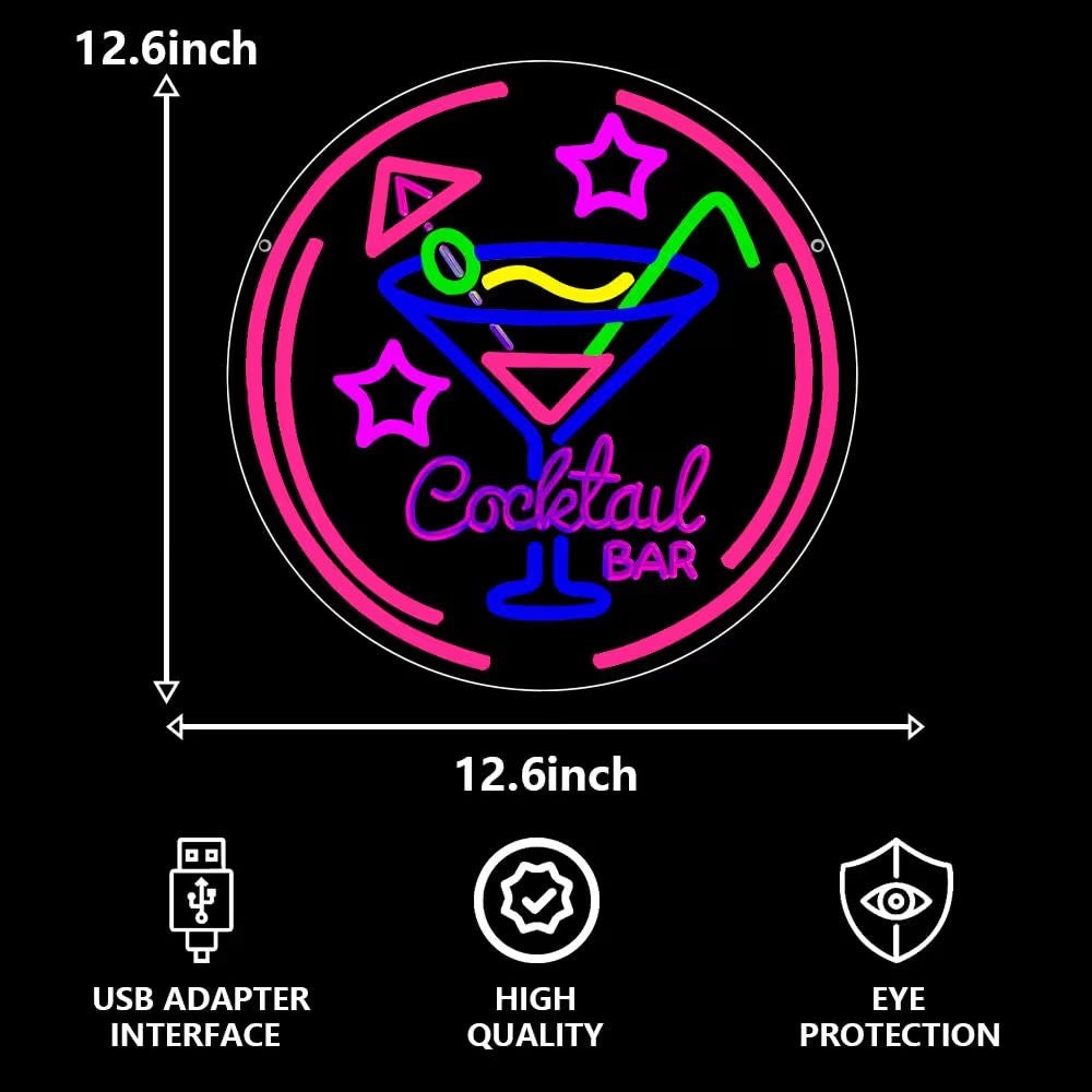 LED Neon Schild Cocktail Bar Neonlicht USB Club Drink