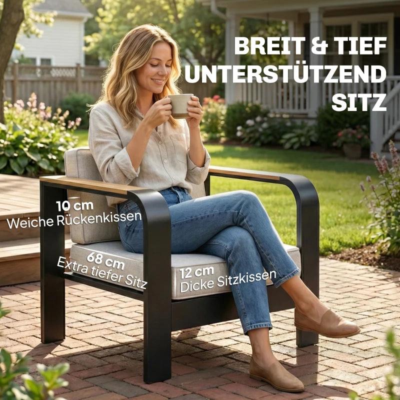 Gartenmöbelset Sitzgruppe 2er Sofa 2 Sessel Beistelltisch