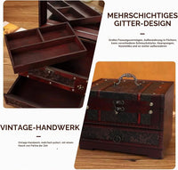 Vintage Holz Schmuckschatulle Schmuckkästchen Aufbewahrung