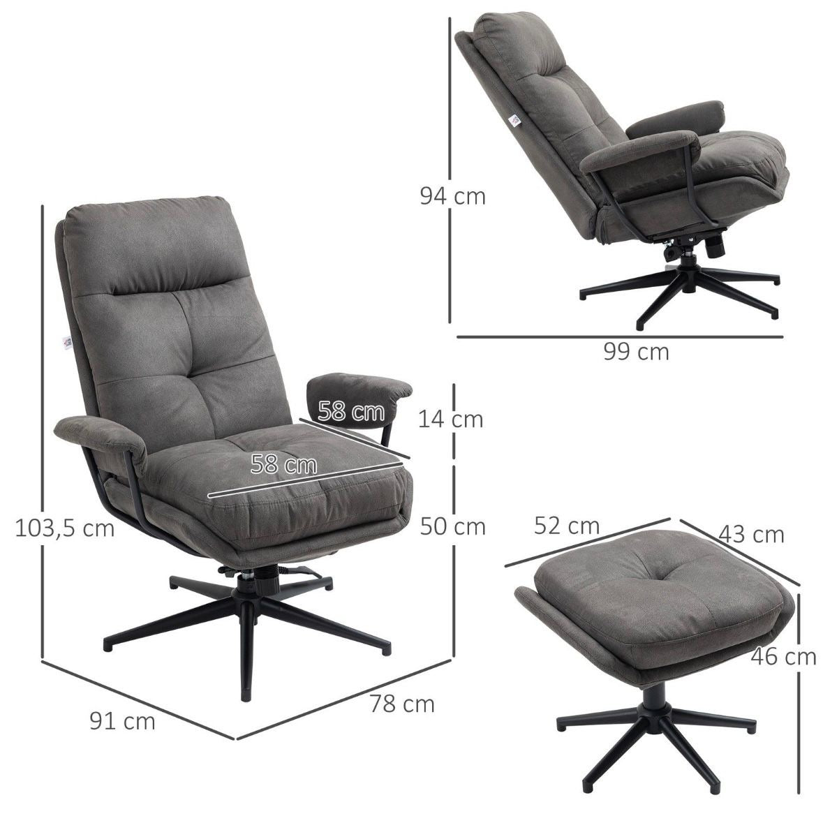 Relaxsessel Hocker Drehbarer Fuß