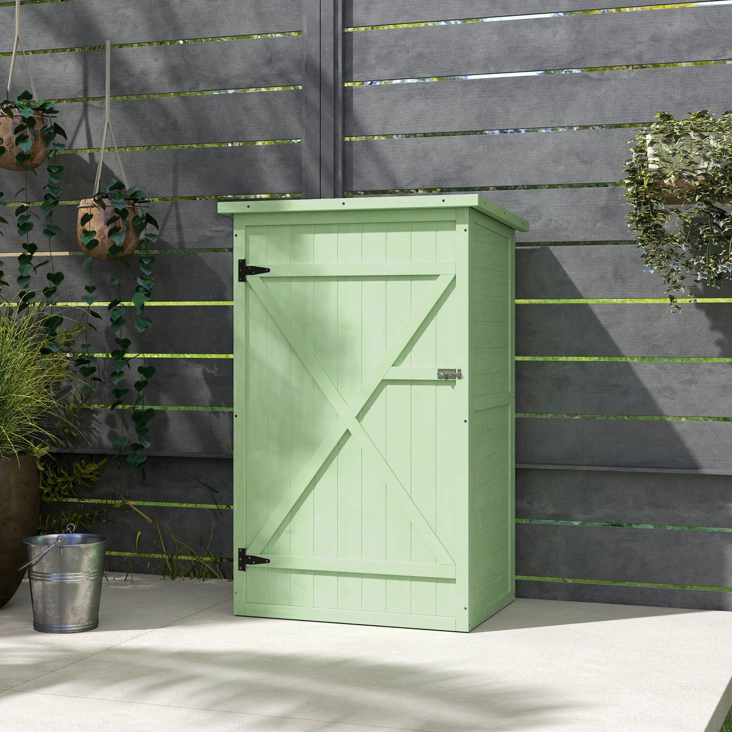 Gartenschrank Holz Abschließbar Geräteschuppen Pultdach 75x56x115cm