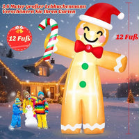 3,6m Weihnachtsdeko Aufblasbar LED Lebkuchenmann Zuckerstange