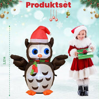 122cm Aufblasbare LED Eule Weihnachtsmütze Weihnachtsdeko