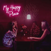 LED Neon Schild My Happy Place Beleuchtung Deko Wanddeko Leuchtschild