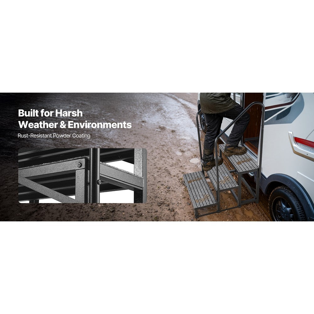 Wohnmobiltreppe 3 Stufen 300 kg Tragkraft Handlauf Geländer Camper