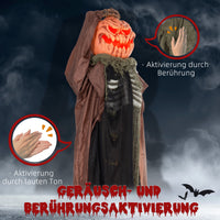 Halloween Animatronic Totenkopf Kürbis Deko Sensenmann Sound