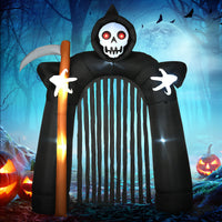 Halloween Sensenmann Torbogen Aufblasbar Gartendeko LED 285cm