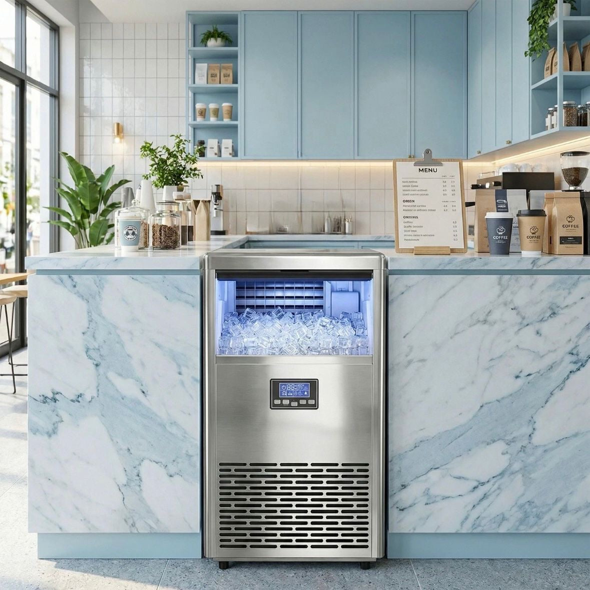 Kommerzielle Eiswürfelmaschine 45kg/24h Eismaschine 13kg Eis