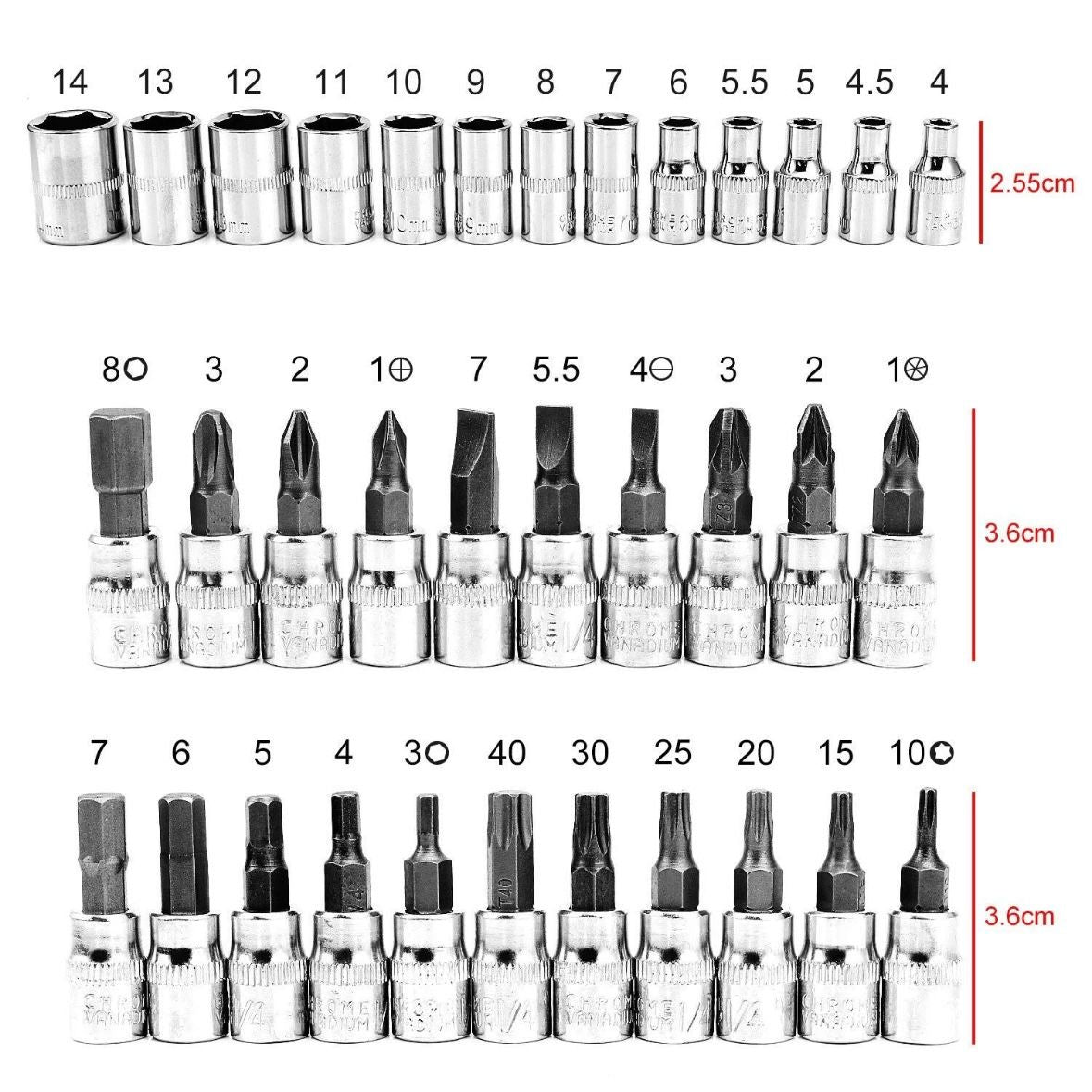 46tlg Steckschlüssel Satz 1/4" Knarrenkasten Ratschenkasten Nusssätze