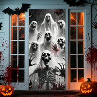 Halloween Türbanner Dekoration Skelettmotiv Geistermotiv Outdoor Deko