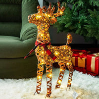 LED Weihnachtsfigur Rattan Rentier 65cm Timer Batteriebetrieb