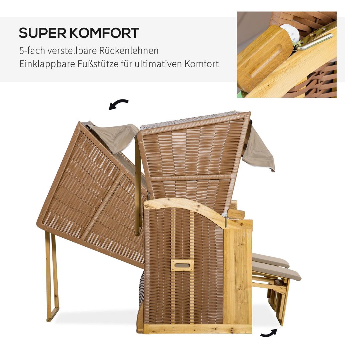 Strandkorb 3 Sitzer Gartenkorb Liegefunktion