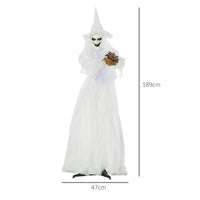 Halloween Hexe Figur Kürbiskopf Außendekoration Gartendeko 189cm