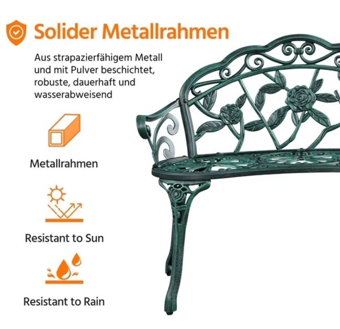 2-Sitzer Metallbank Gartenbank Sitzbank Terrassenmöbel Gartenmöbel