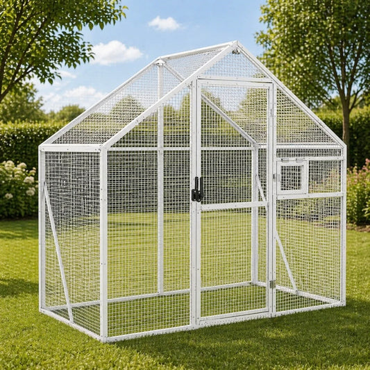 Alu Voliere Vogelkäfig Vogelvoliere Freilaufgehege Vogelhaus 179×100×185cm