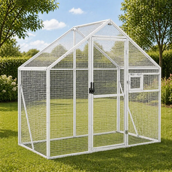 Alu Voliere Vogelkäfig Vogelvoliere Freilaufgehege Vogelhaus 179×100×185cm