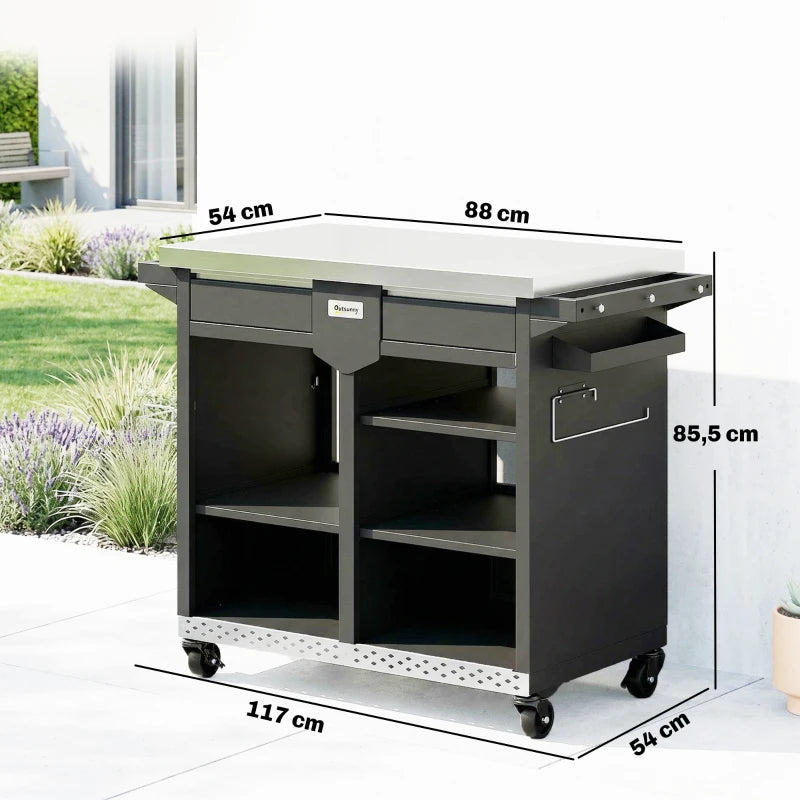Grillwagen Grilltisch Arbeitsfläche Schrank Grill Outdoor