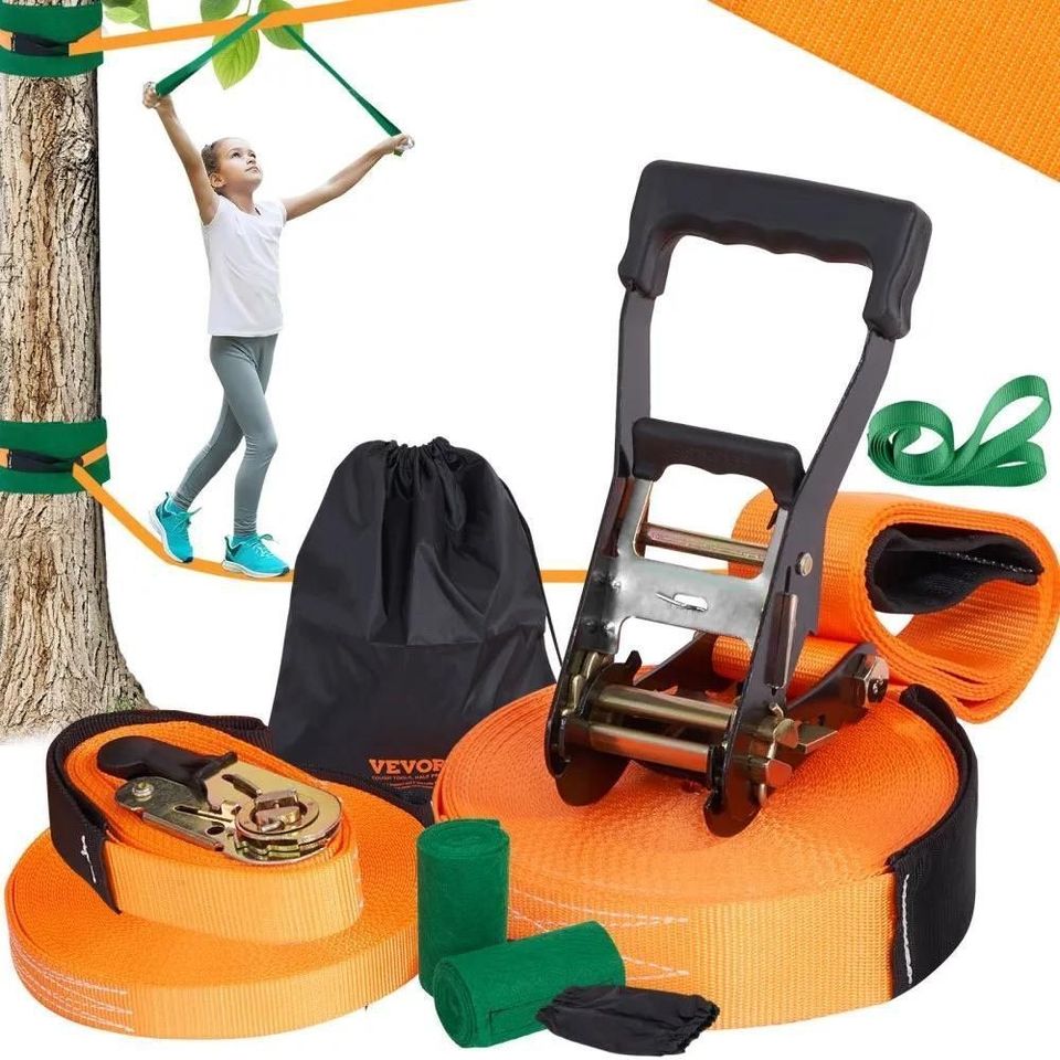 Slackline Set 2x18,3m Balance Training Baumschutz Armtrainer Outdoor