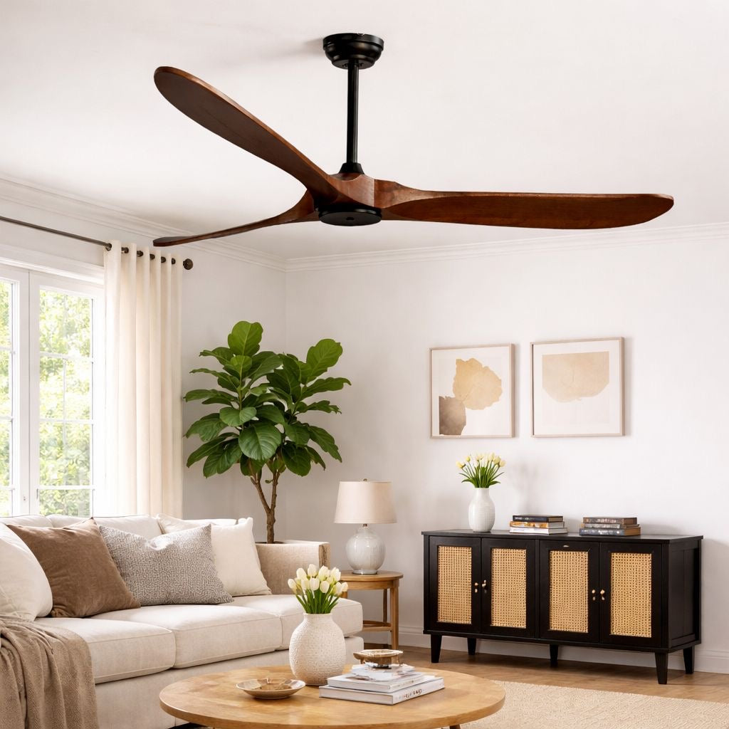 180cm Deckenventilator Holzflügel Fernbedienung Motor Ventilator Zimmer