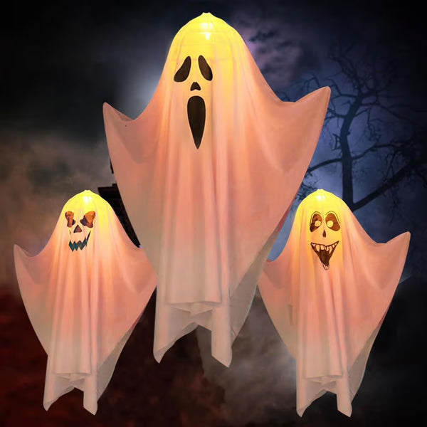 3x Halloween LED Geisterdeko Lichterkette Dekoration Geist