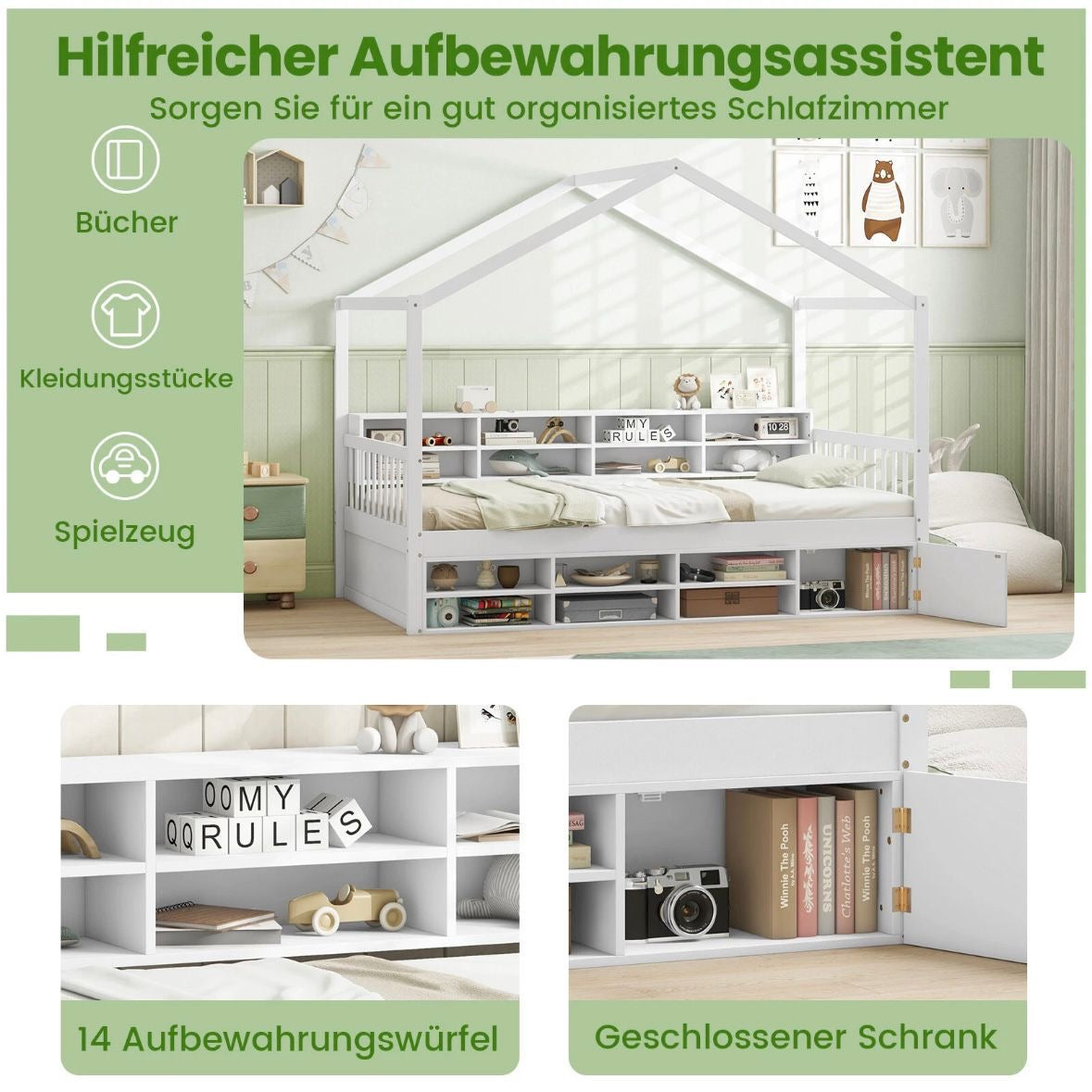 Hausbett Kinderbett 90x200cm Kinderzimmer Bett Doppelbett
