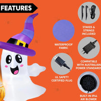 Aufblasbare Halloween Geisterdeko Dekoration Geist Besen