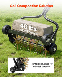 Rasenlüfter Walze Manuell 45cm Aerifizierer für Rasen 5cm Spikes