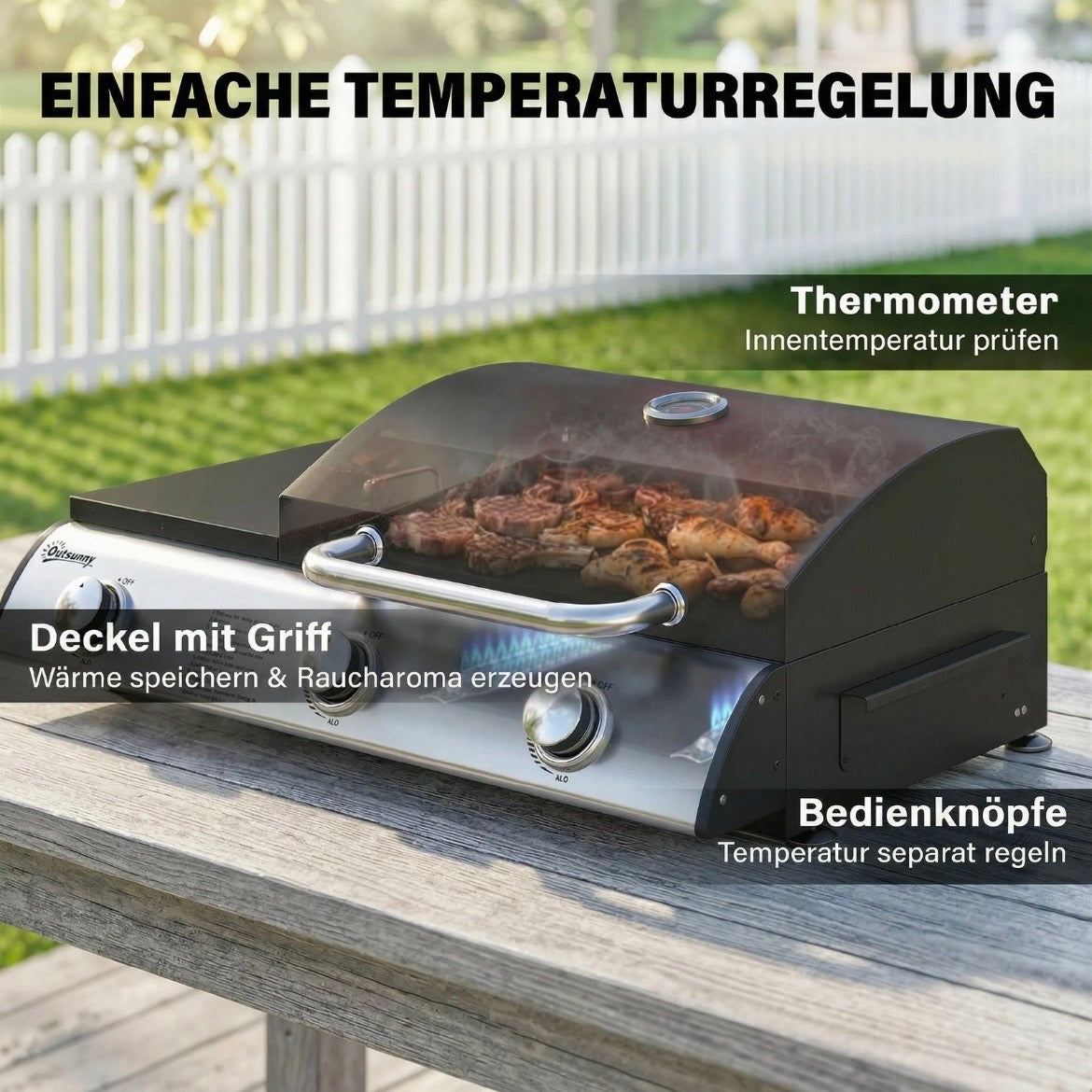 Gasgrill Tragbar Tischgrill Seitentisch Bratenplatte
