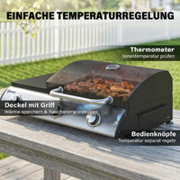 Gasgrill Tragbar Tischgrill Seitentisch Bratenplatte