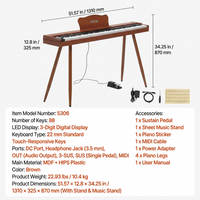 Digitalpiano 88 Tasten Piano Digital Instrument Elektrisch USB MIDI