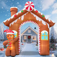 3m Aufblasbarer Weihnachtsbogen Lebkuchenhaus LED Beleuchtung