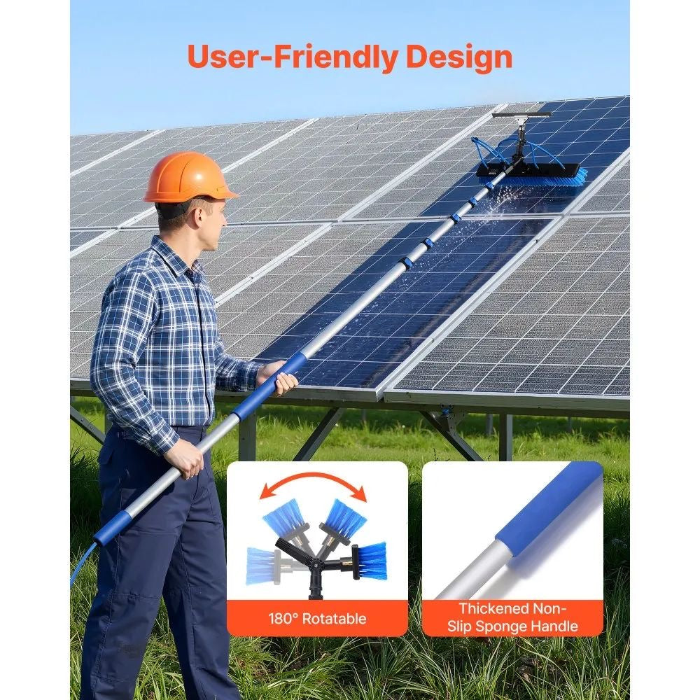 Solarpanel Reinigungsset Teleskop Bürste 10m mit Wasserdurchlauf Reinigung