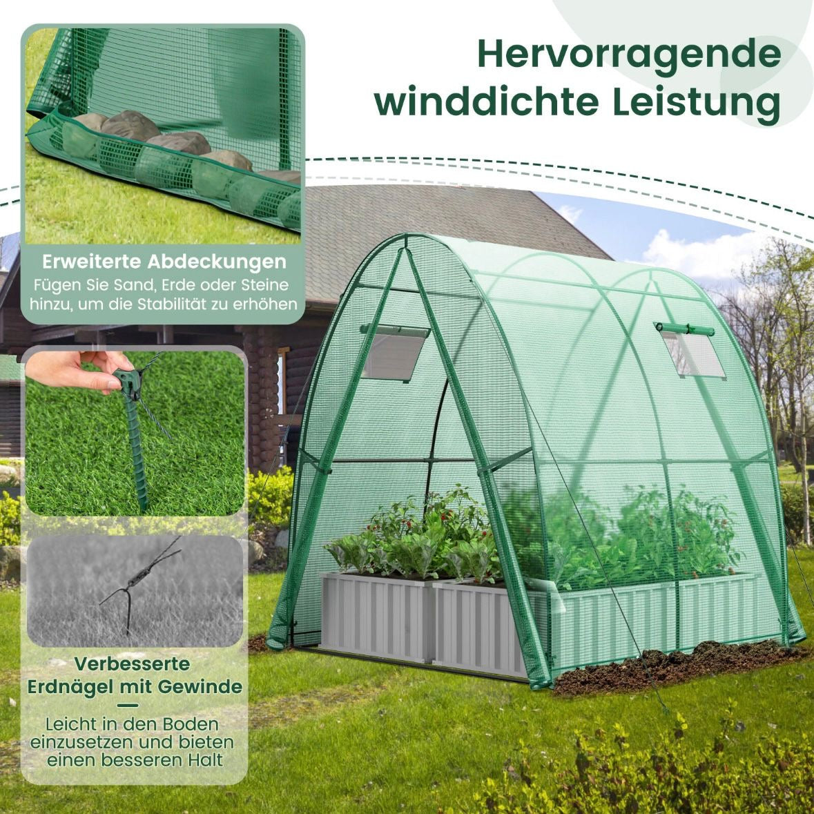 Gewächshaus Gartenhaus Treibhaus Foliengewächshaus 181x181x200cm Garten