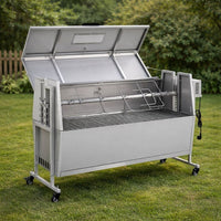 Spanferkel Grill Drehspieß Rotisserie XXL 60kg Edelstahl Elektrisch Grillrost