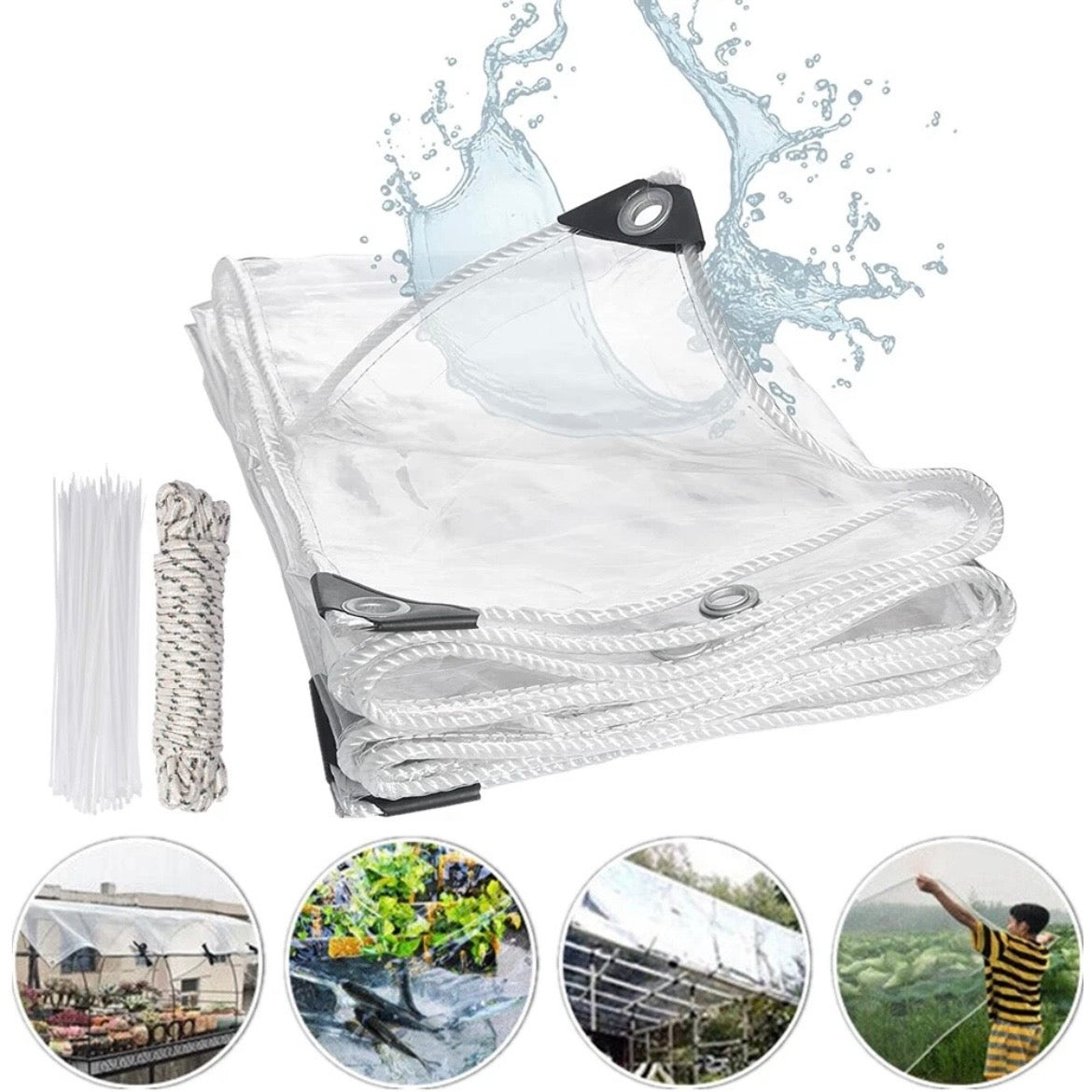 Wasserdichte Transparente Plane 3x4m Schutzplane Folie Klare