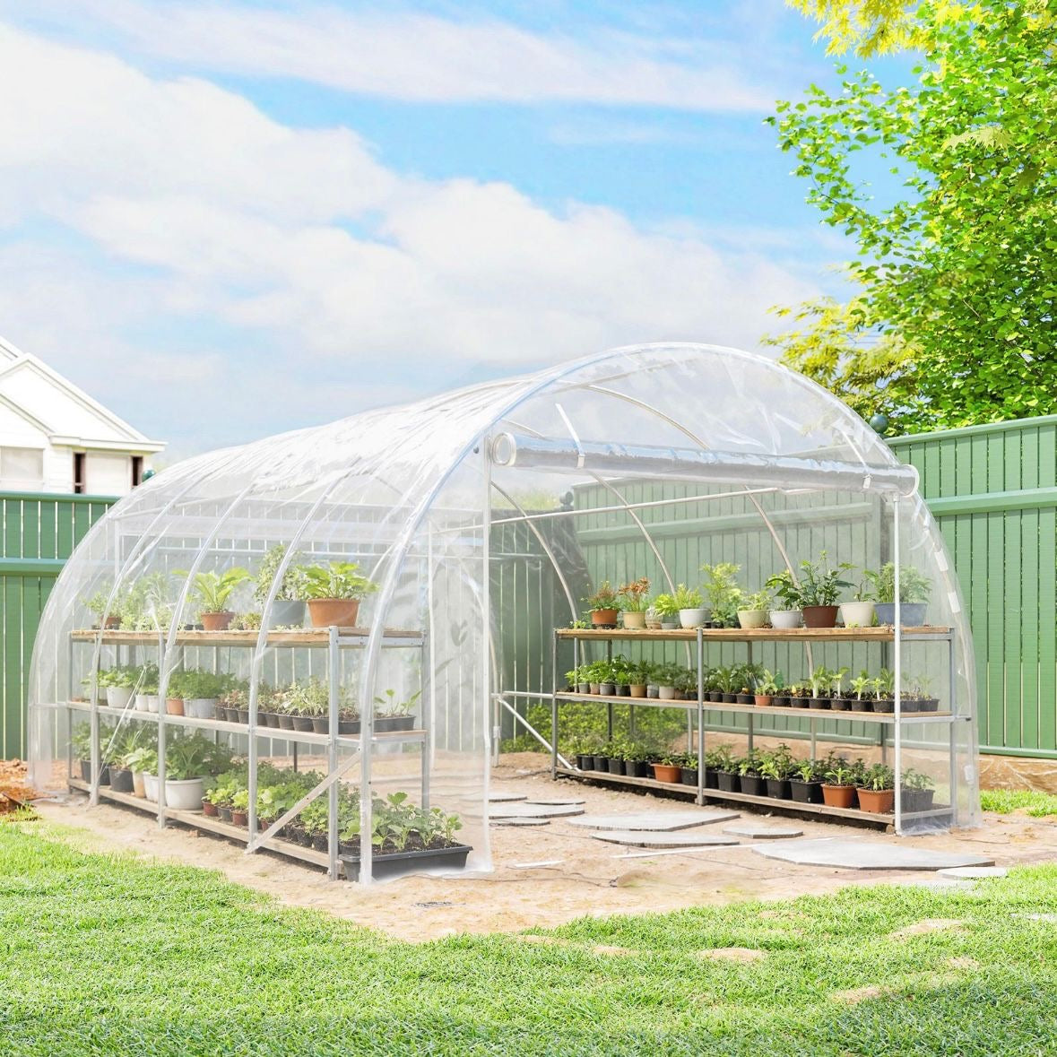 Gewächshaus ca. 4x3x2m Foliengewächshaus Reißverschlusstür Garten