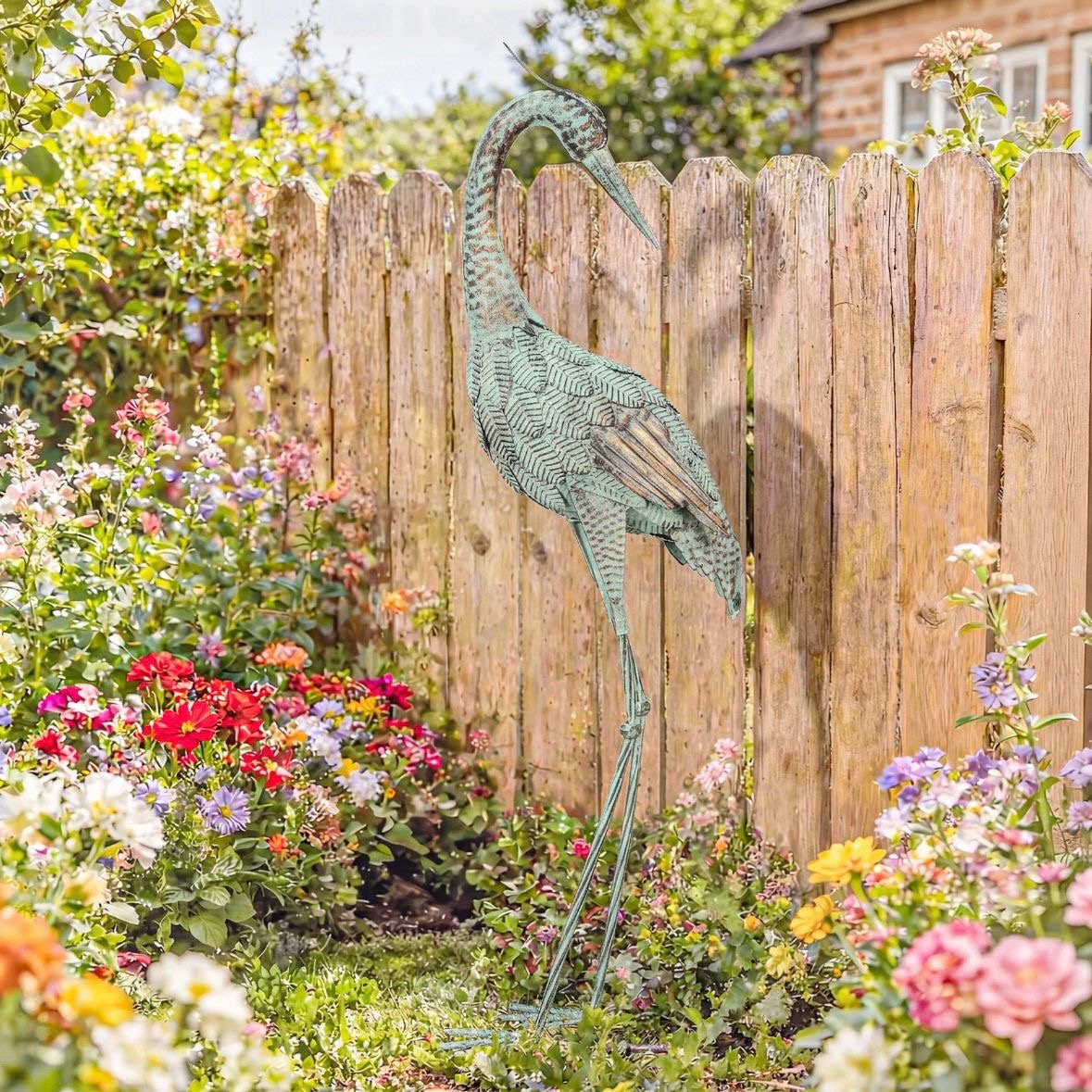 Reiher Gartenstatue Metall Vogel Dekoration Statue 88cm Skulptur