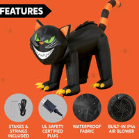 Aufblasbare LED Halloween Katze Beweglicher Kopf Deko 213cm