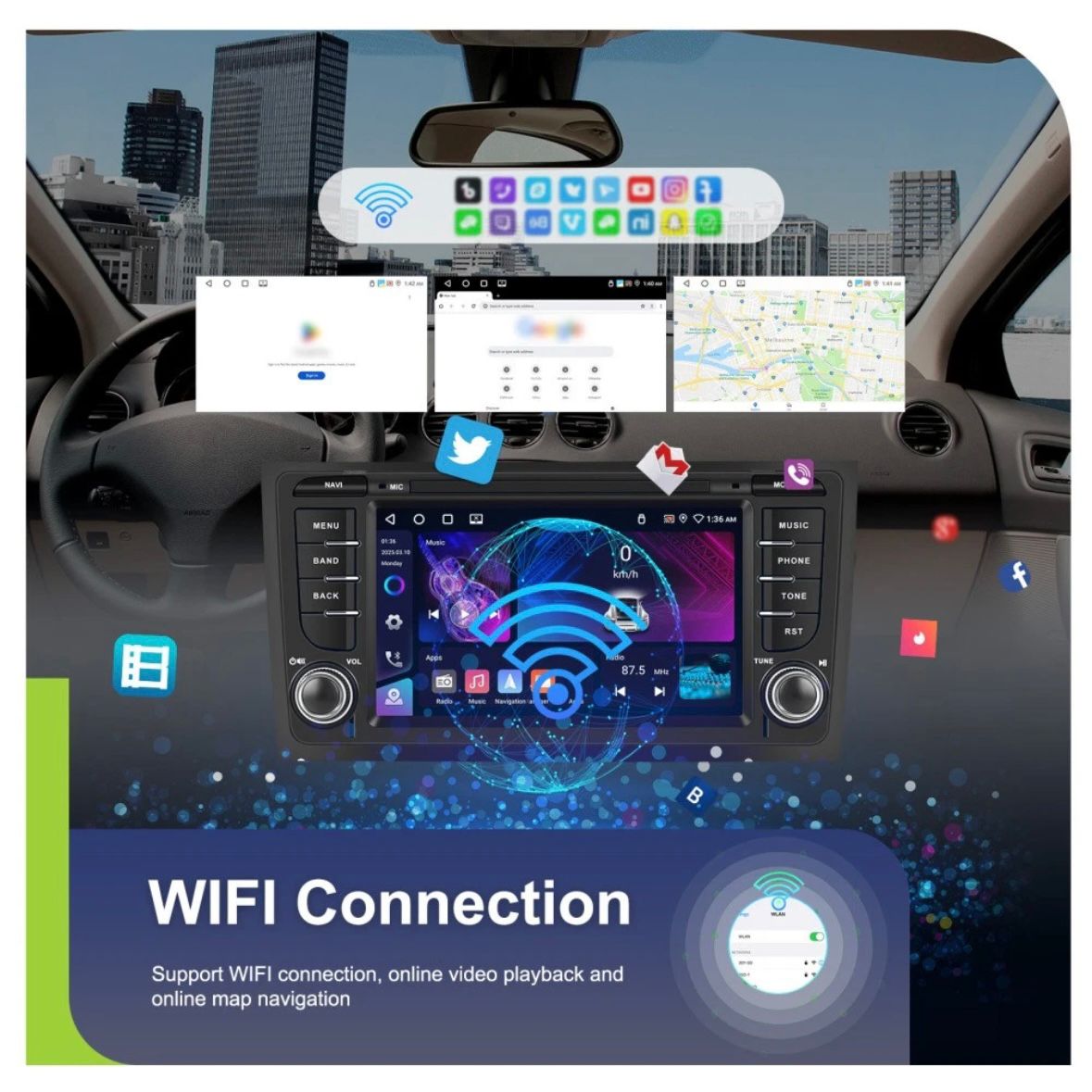Autoradio für AUDI A6 C5 1997-2004 Android 15 GPS WIFI 4G+64G RDS