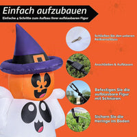 Halloween 1,5 Aufblasbarer LED Kürbisgeist Außendekoration Deko
