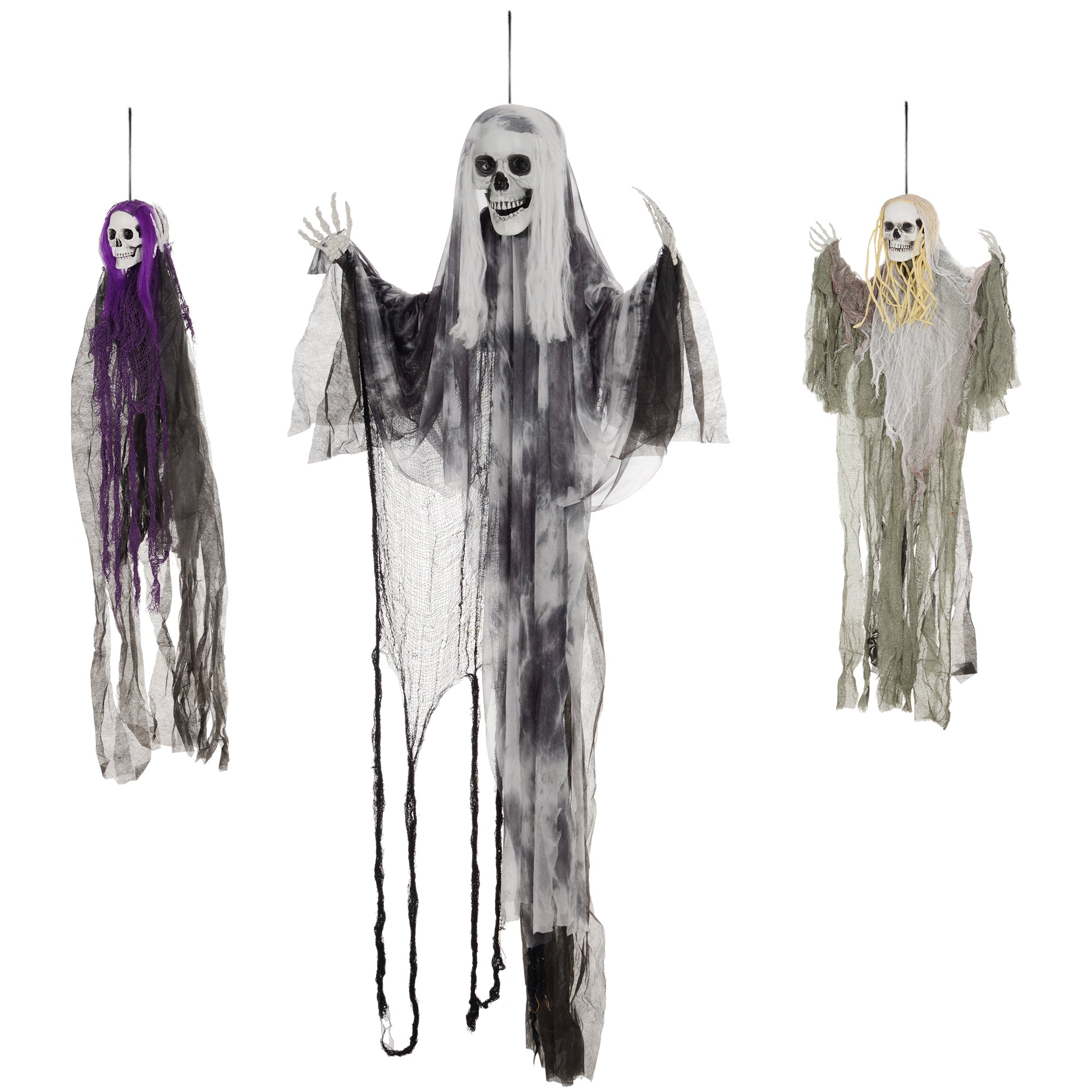 Halloween 3x Hängende Skelett Geister Deko Geist Verstellbare Arme