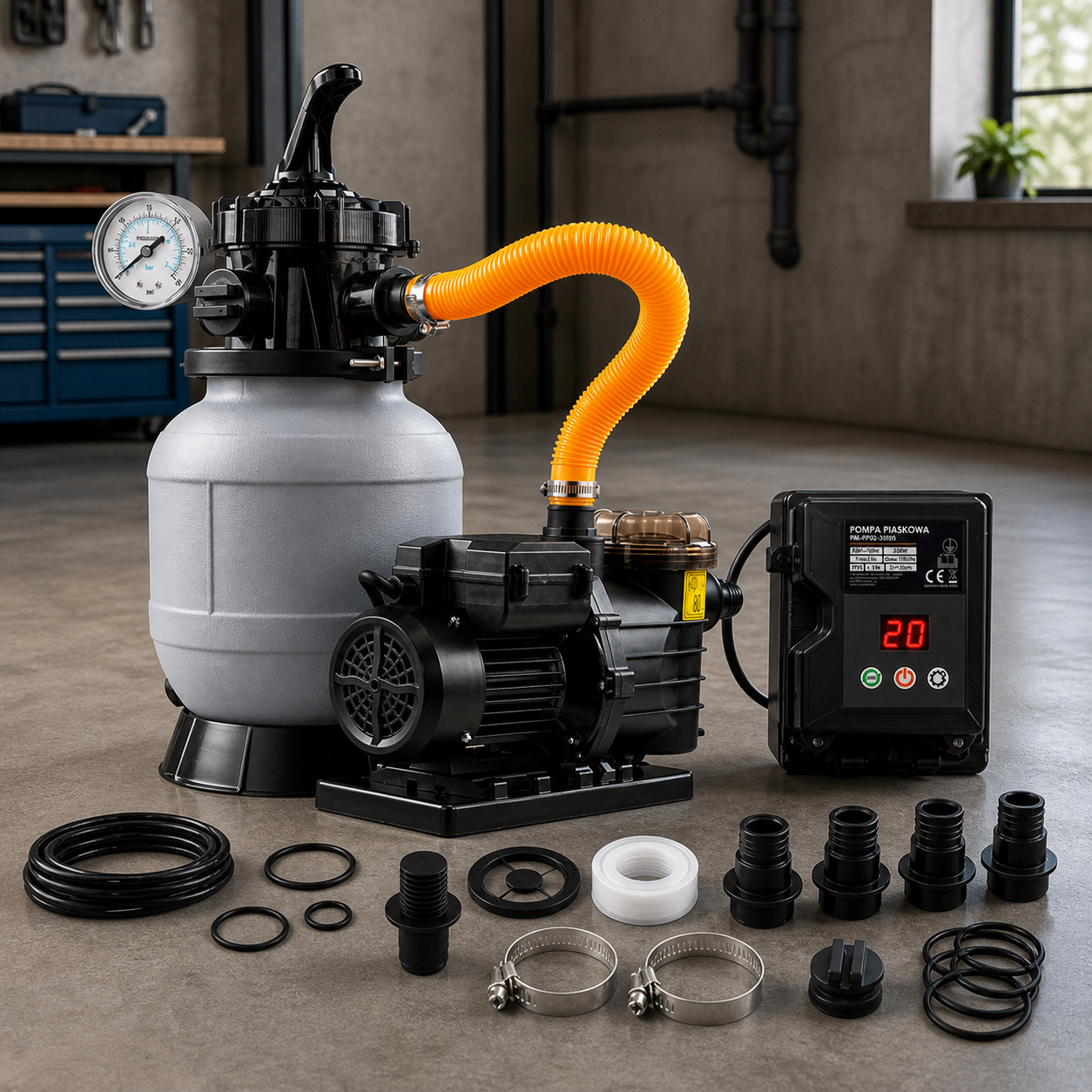 Sandfilterpumpe Pool 550W Sandfilteranlage Filteranlage